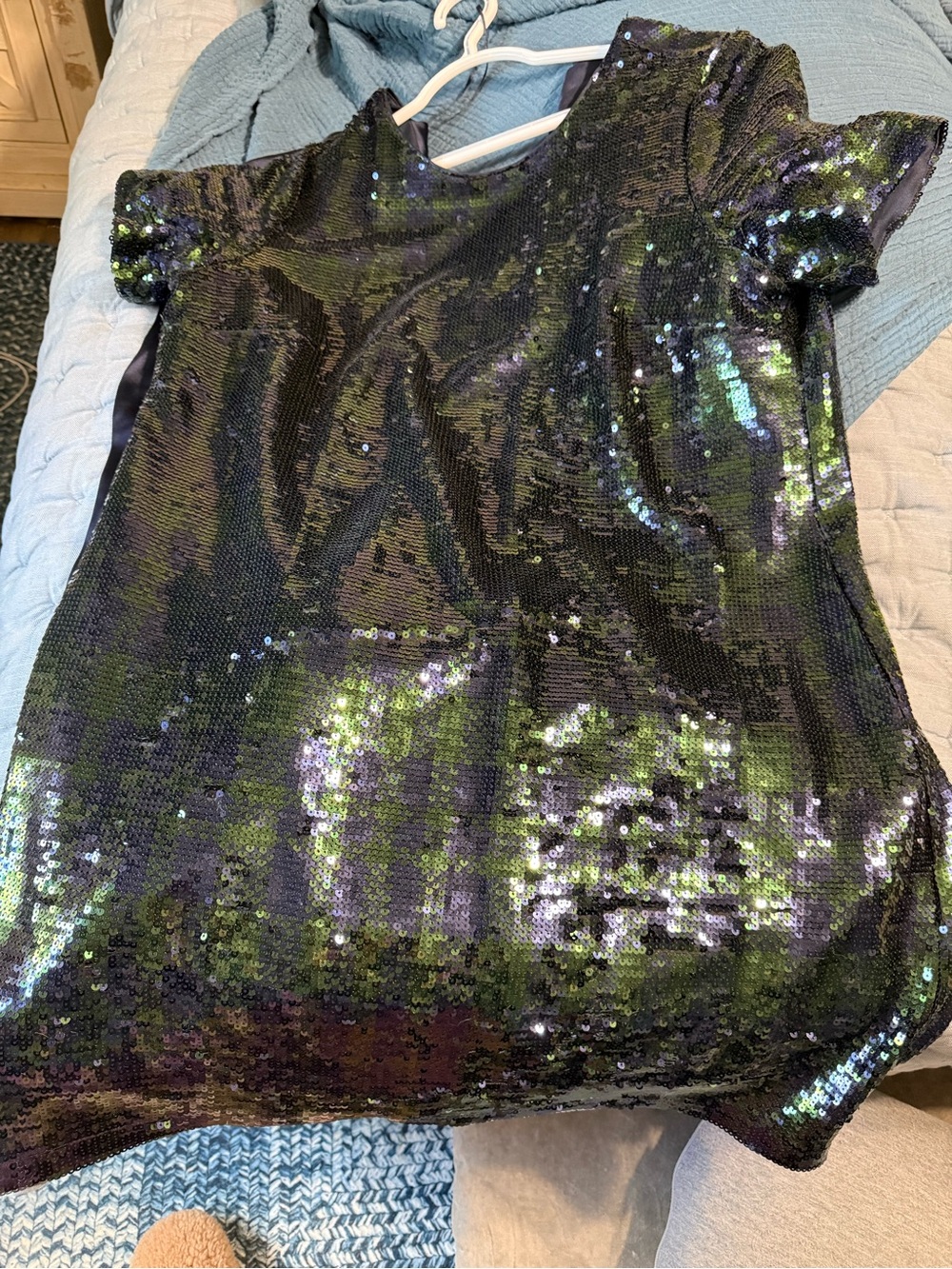 Crown and Ivy Iridescent Sequin dress- Black with Green & Purple Shimmer XL